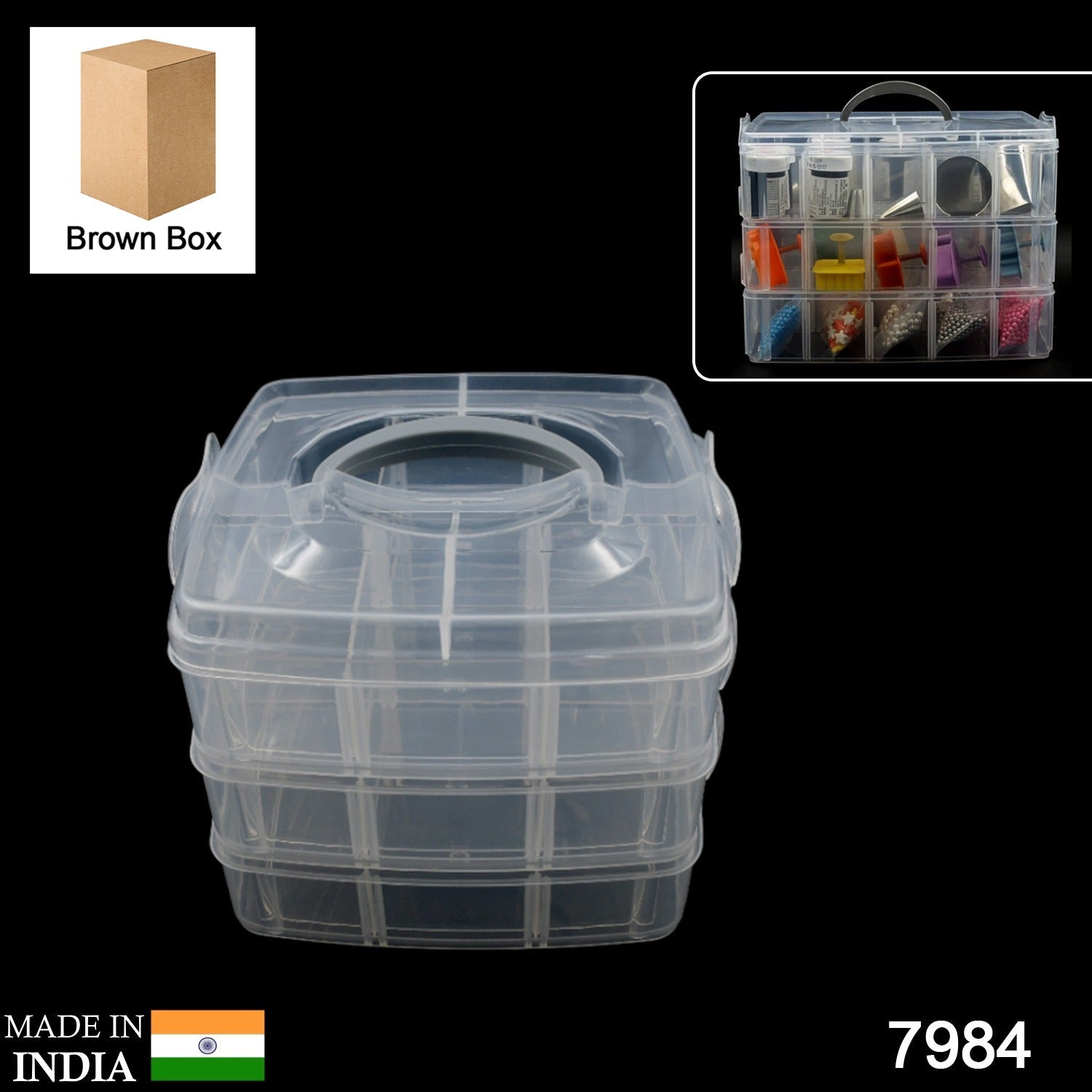 7984 18 Grid 3 layer box Clear Plastic Organizer Jewelry Storage Box with Adjustable Dividers, Transparent Organizer Box for Earring Fishing Hooks (18 Grids Plastic Storage Box) 7984 18 Grid 3 layer box Clear Plastic Organizer Jewelry Storage Box with Adjustable Dividers, Transparent Organizer Box for Earring Fishing Hooks (18 Grids Plastic Storage Box)